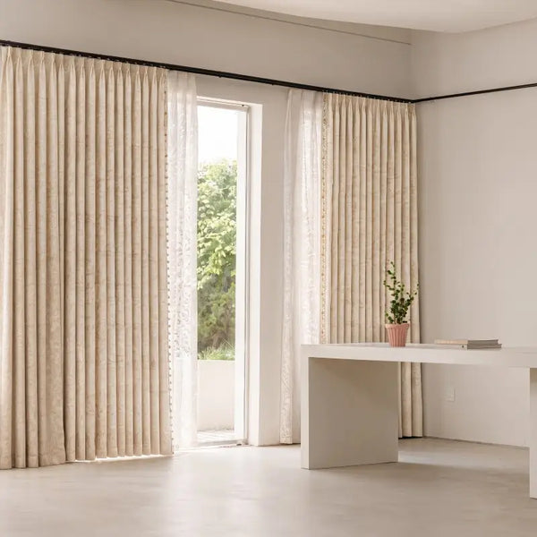 Vintage Floral Jacquard Custom Curtains