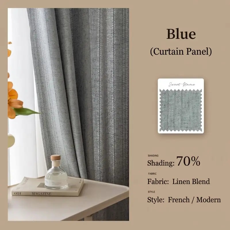 French French Linen Blend Semi-Sheer Curtains