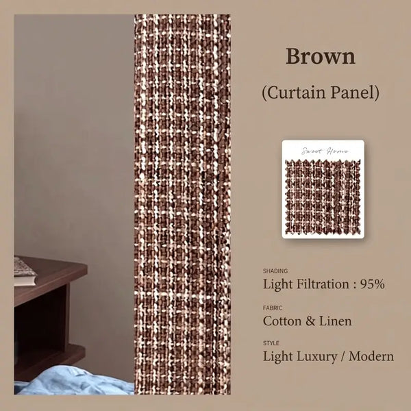 French Modern Tweed  Linen Blackout Curtains