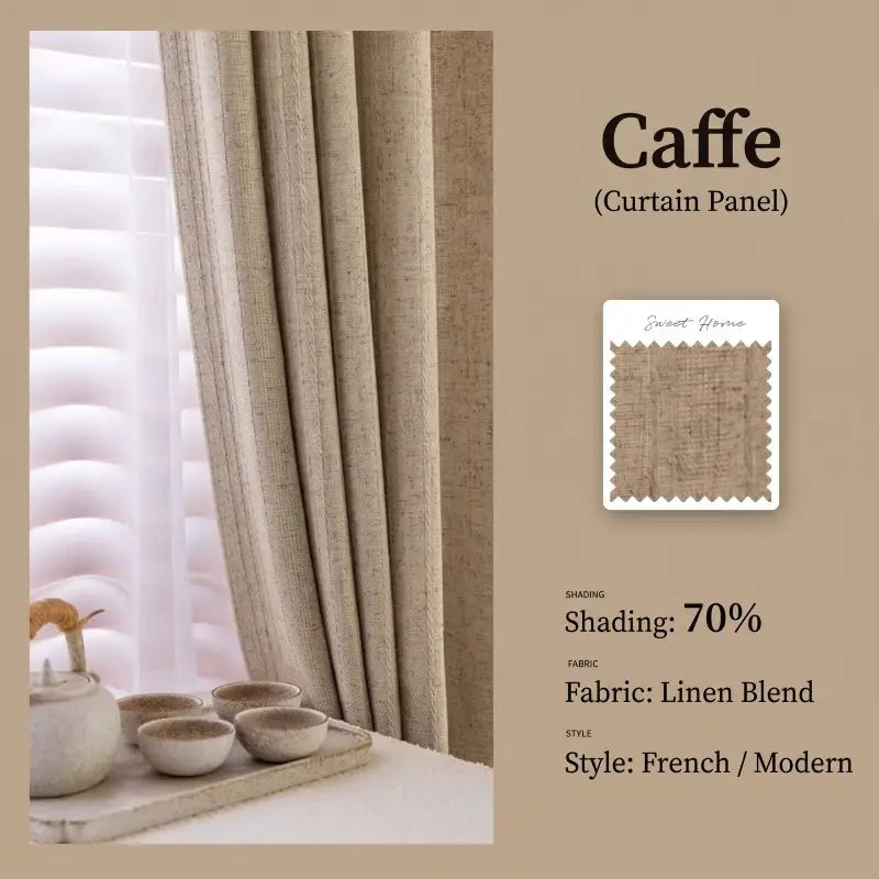 French French Linen Blend Semi-Sheer Curtains