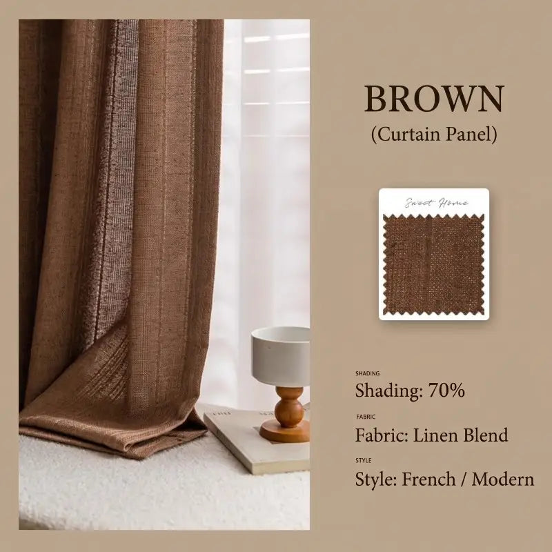French French Linen Blend Semi-Sheer Curtains