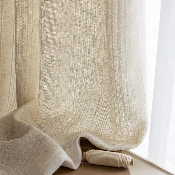 French French Linen Blend Semi-Sheer Curtains