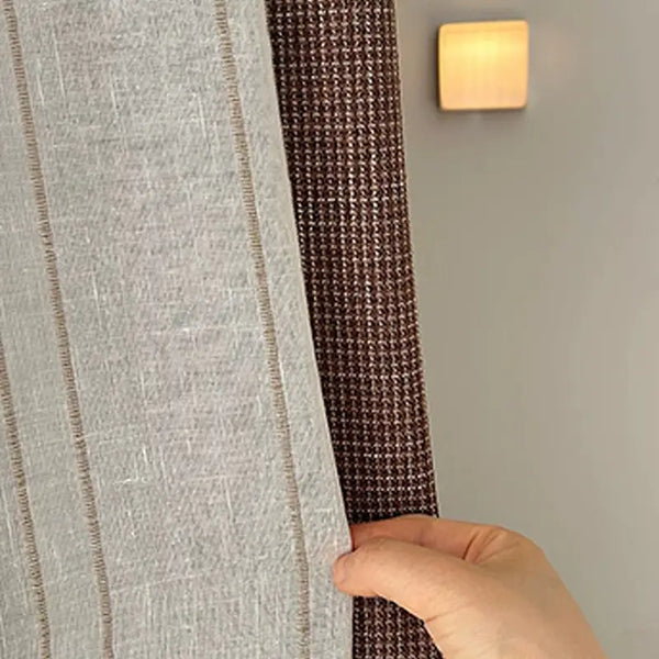 French Modern Tweed  Linen Blackout Curtains