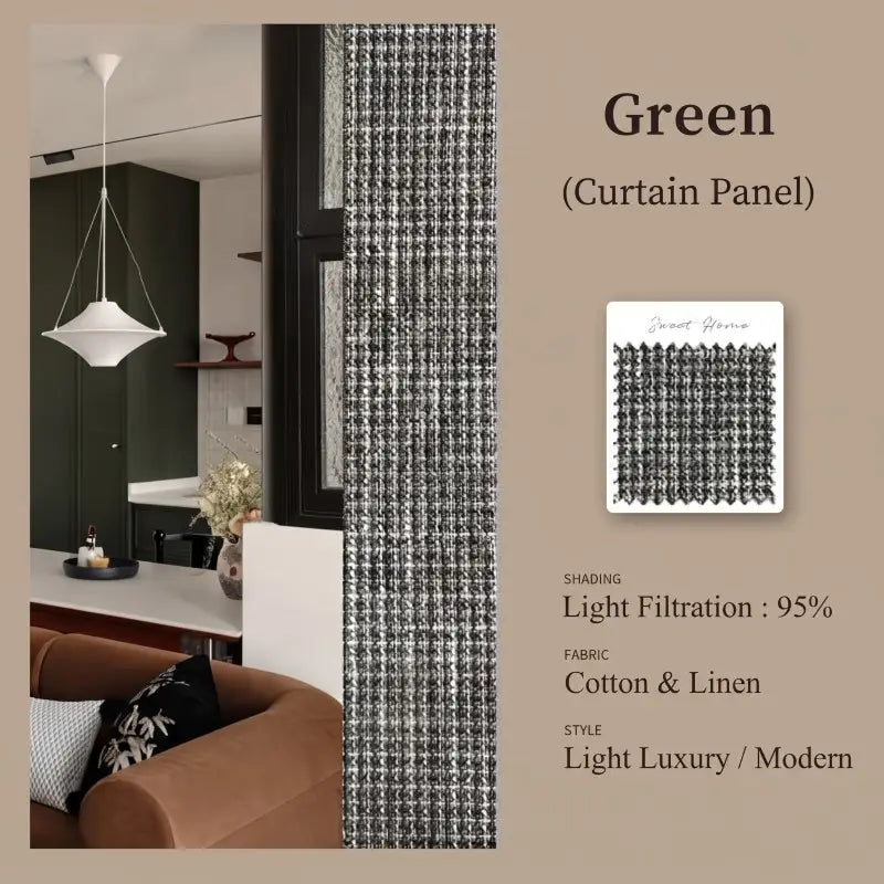 French Modern Tweed  Linen Blackout Curtains