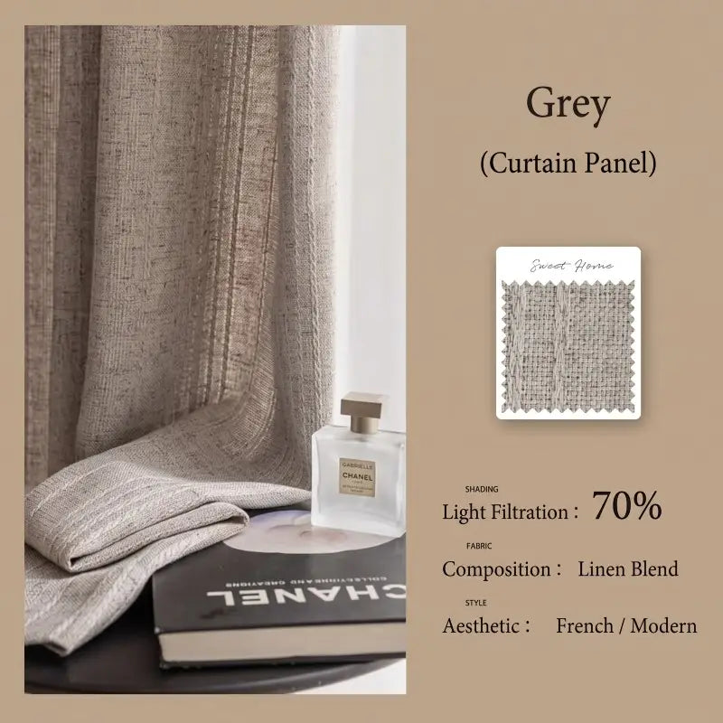 French French Linen Blend Semi-Sheer Curtains
