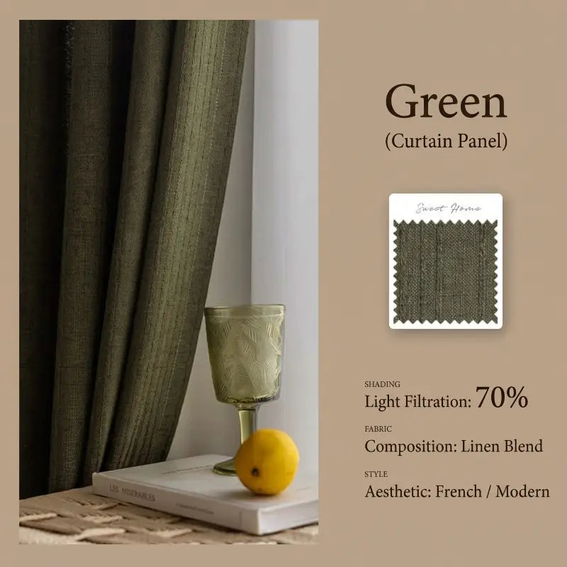 French French Linen Blend Semi-Sheer Curtains