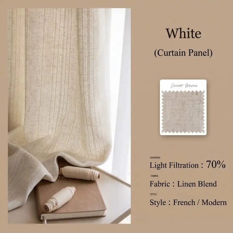 French French Linen Blend Semi-Sheer Curtains