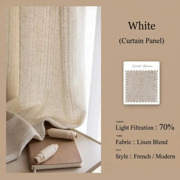 French French Linen Blend Semi-Sheer Curtains