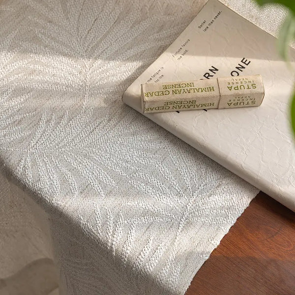 French Leaf Jacquard Linen Blend Semi-Sheer Curtains