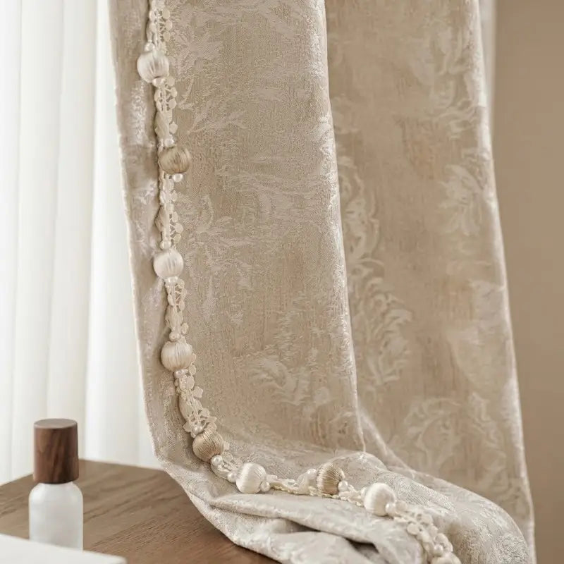 French Vintage Monet Rose Chenille Curtains