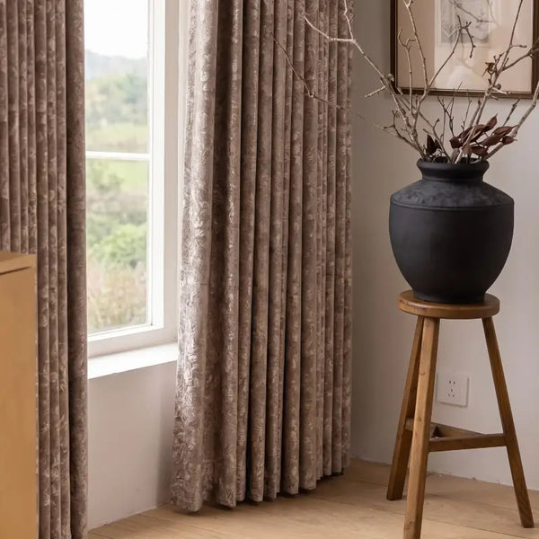 French Vintage Monet Rose Chenille Curtains