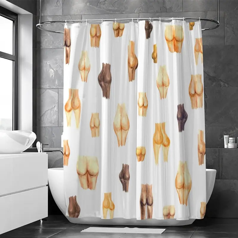 Floraweg Funny Watercolor Butt Print Shower Curtain Secondary image