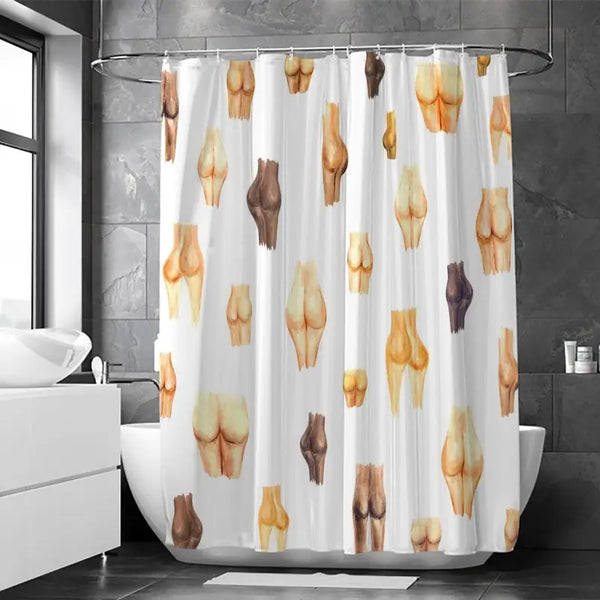 Floraweg Funny Watercolor Butt Print Shower Curtain