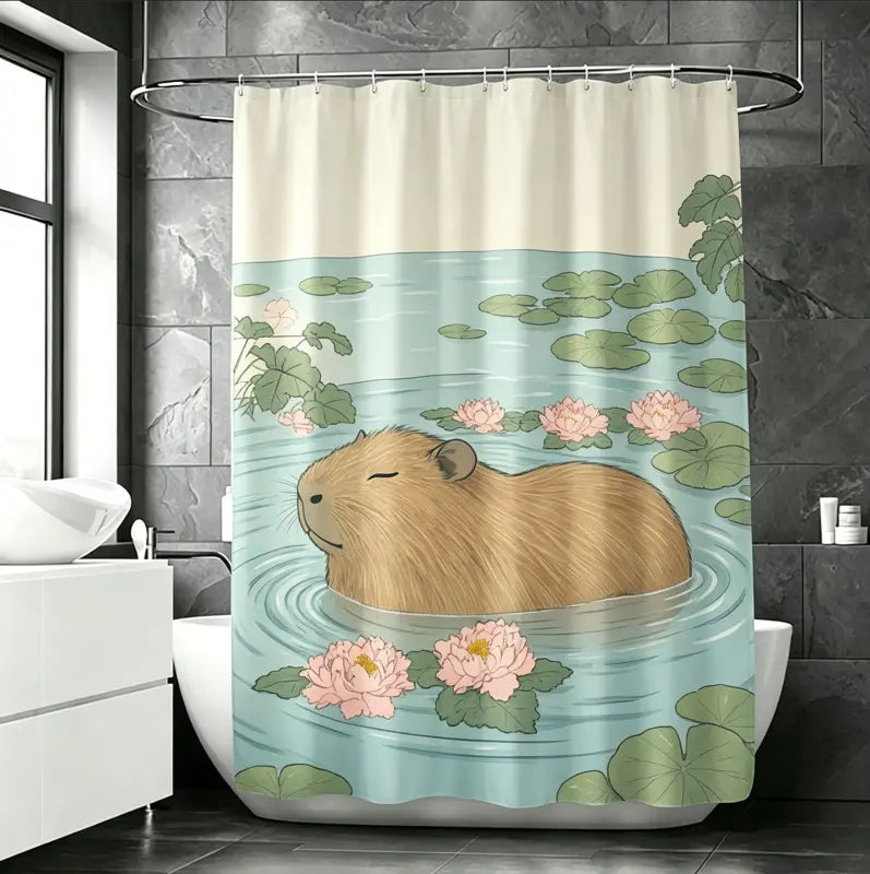 Floraweg Funny Capybara Bathing Shower Curtain