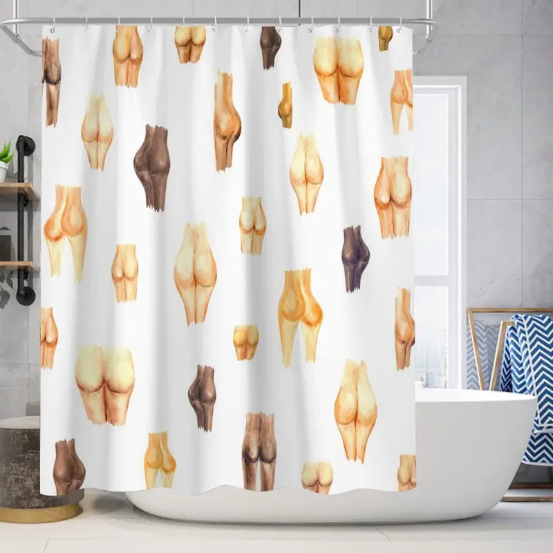 Floraweg Funny Watercolor Butt Print Shower Curtain