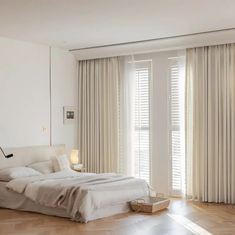 Bamboo Slub  Curtains with Wood Bead Tassel Trim