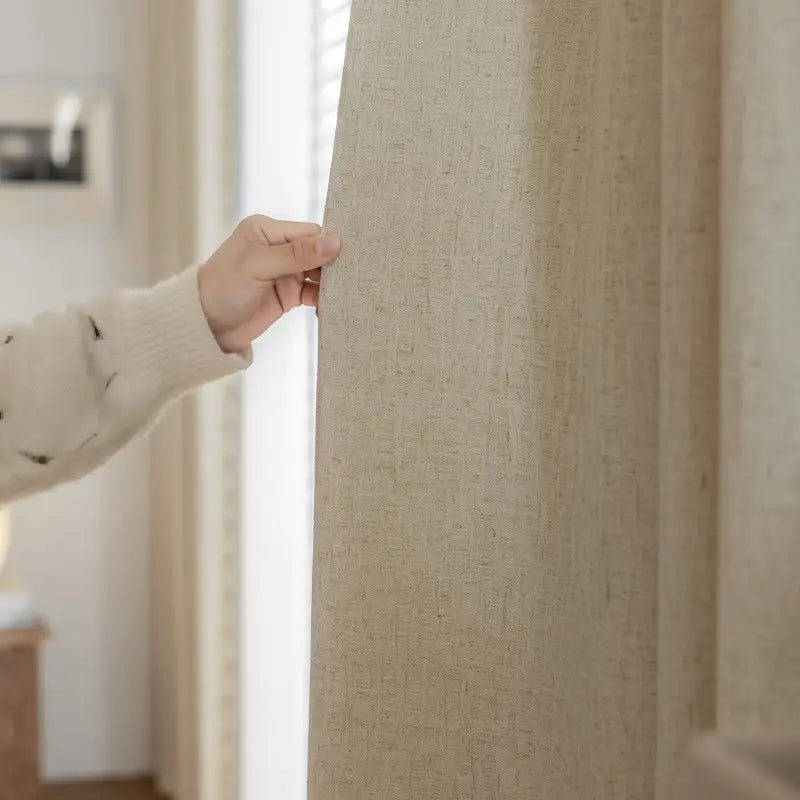 Bamboo Slub  Curtains with Wood Bead Tassel Trim