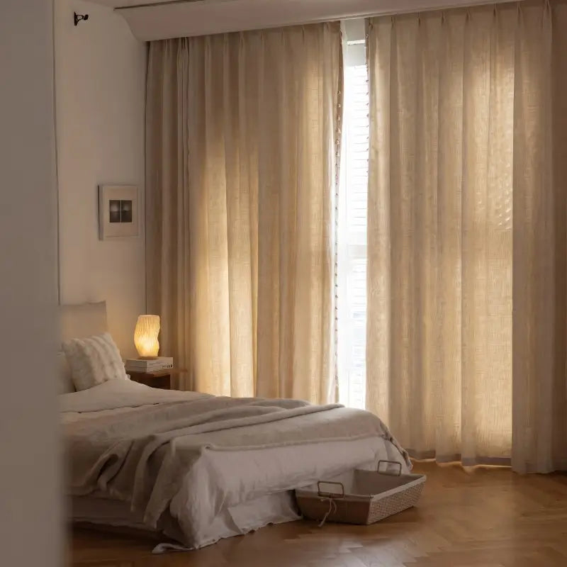 Bamboo Slub  Curtains with Wood Bead Tassel Trim