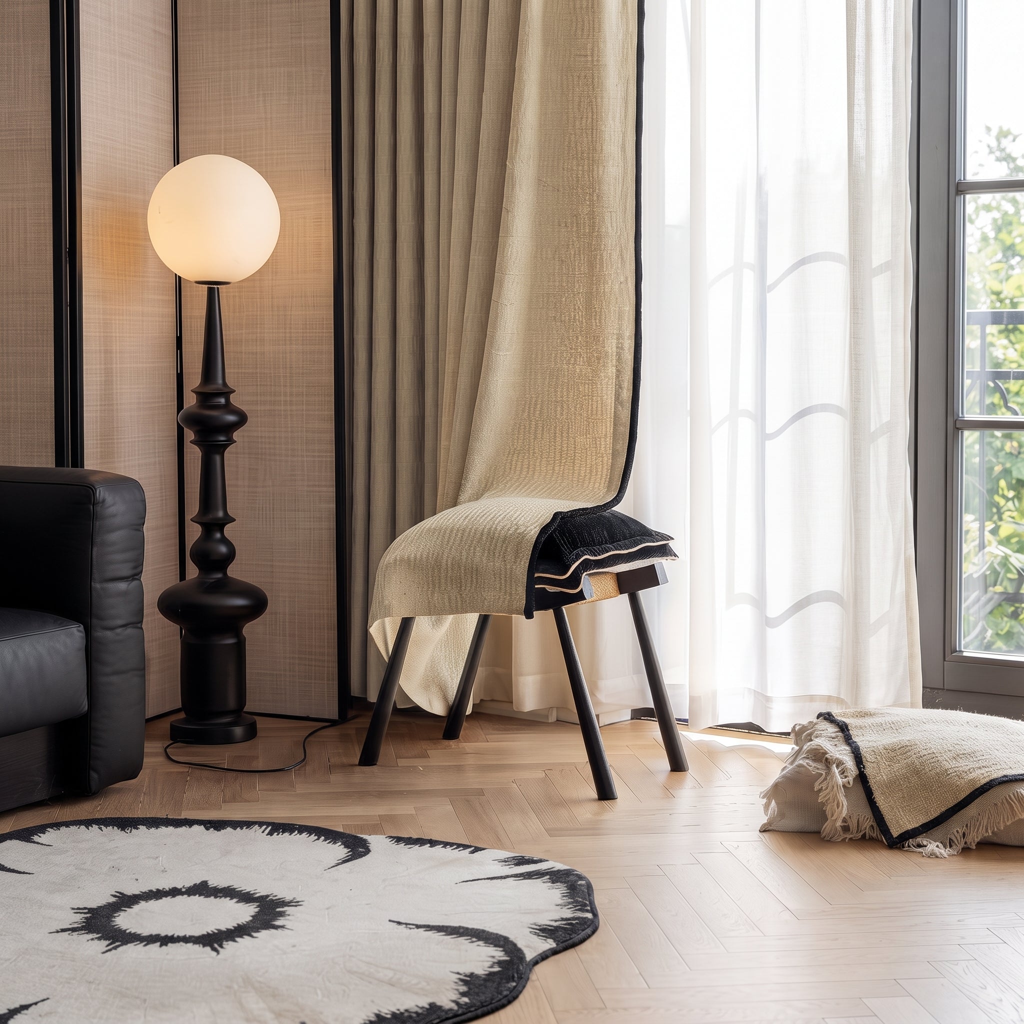 Japandi Bamboo Slub Polyester Curtains Secondary image