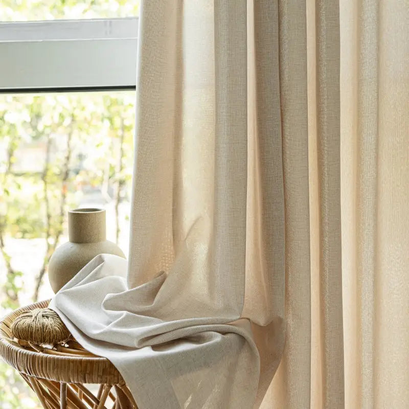 Japanese Style Faux Linen Sheer Curtains