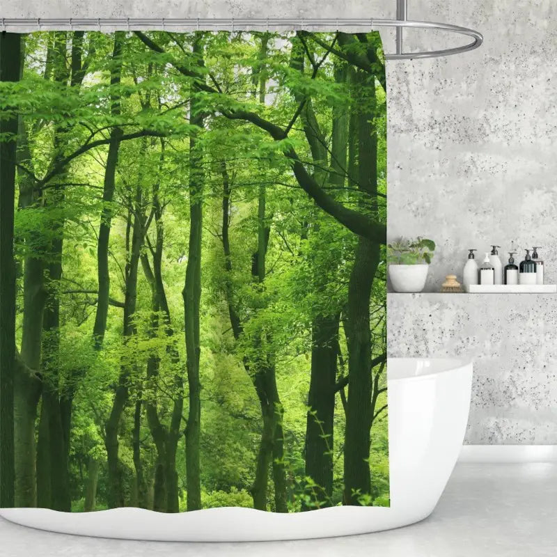 Floraweg Lush Green Forest Shower Curtain