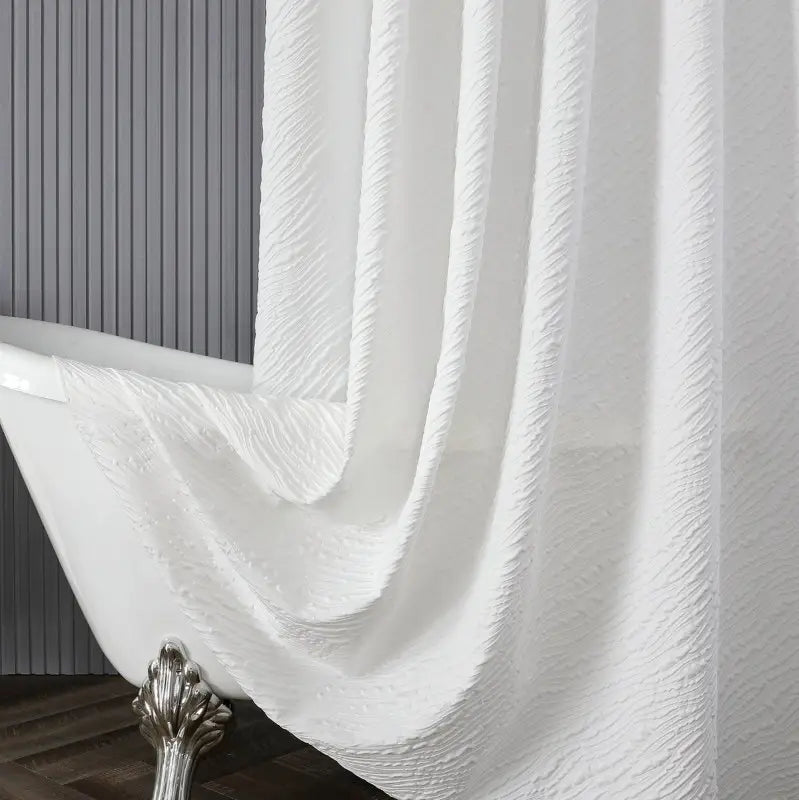 Floraweg White Embossed Wave Shower Curtain Secondary image