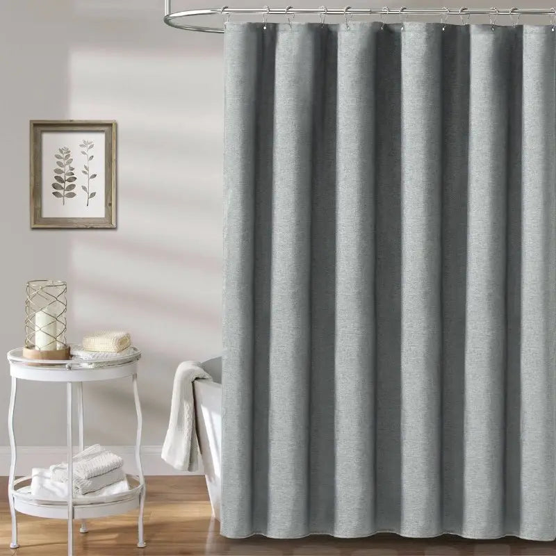 Floraweg Modern Grey Linen Textured Fabric Shower Curtain Main image