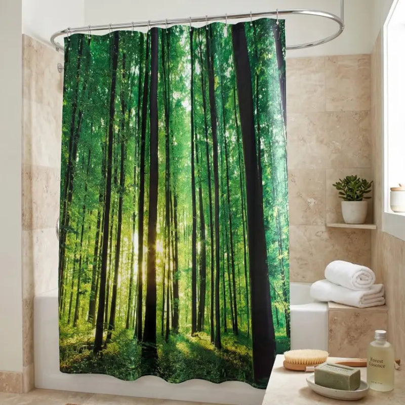 Floraweg Deep Green Forest Shower Curtain Secondary image
