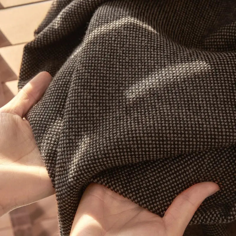 Modern Espresso Brown Chunky Woven Polyester Curtains