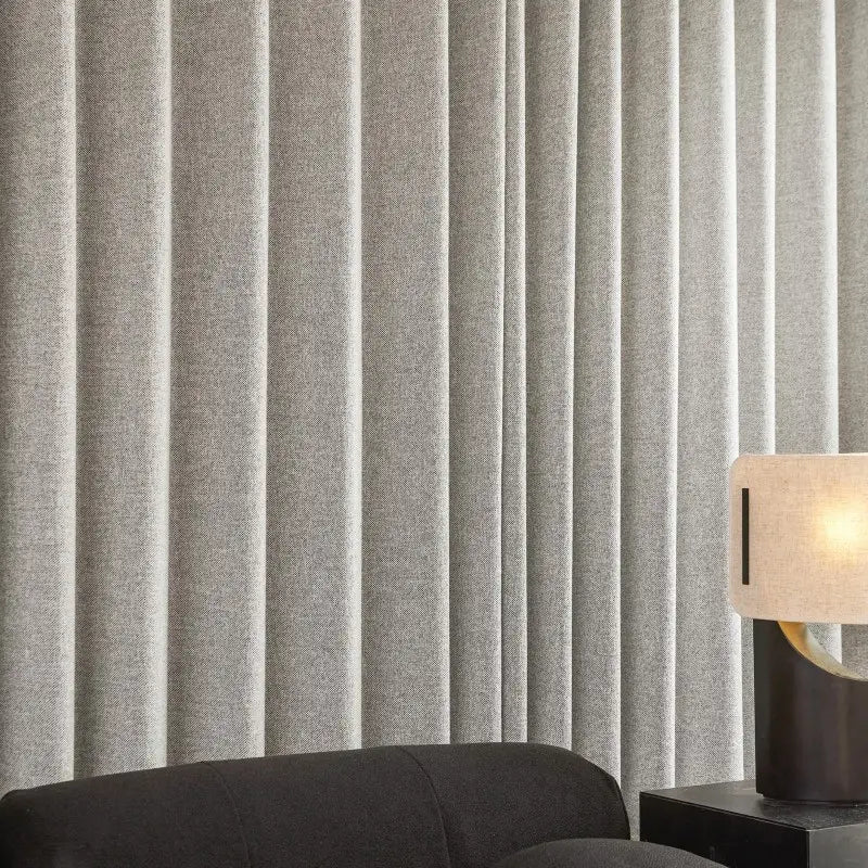 Modern Grey Chunky Woven Polyester Curtains