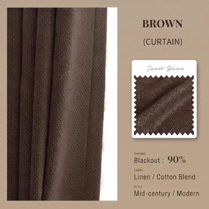 Modern Tweed Cotton Linen Look Blackout Curtains