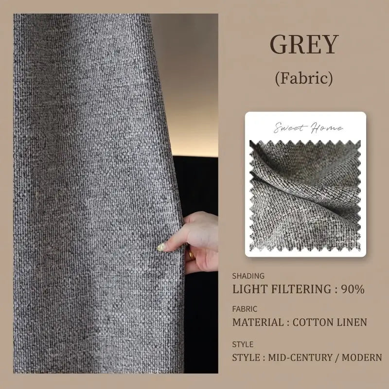Modern Tweed Cotton Linen Look Blackout Curtains