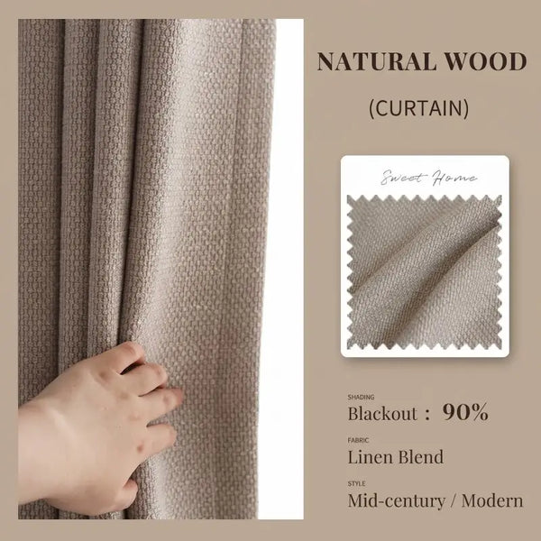 Modern Tweed Cotton Linen Look Blackout Curtains