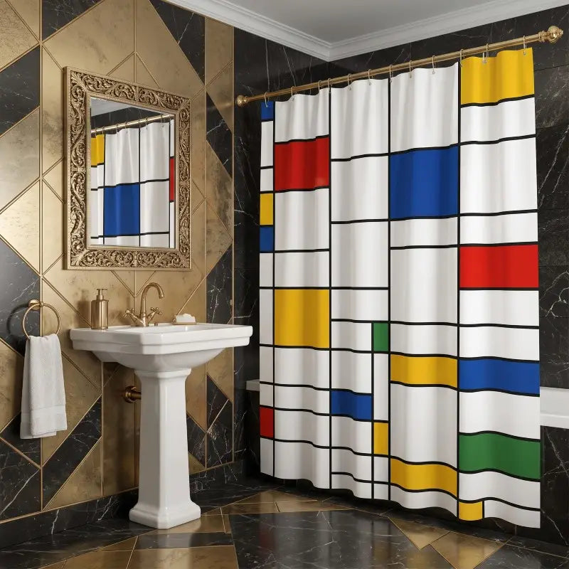 Floraweg Mondrian Abstract Art Shower Curtain