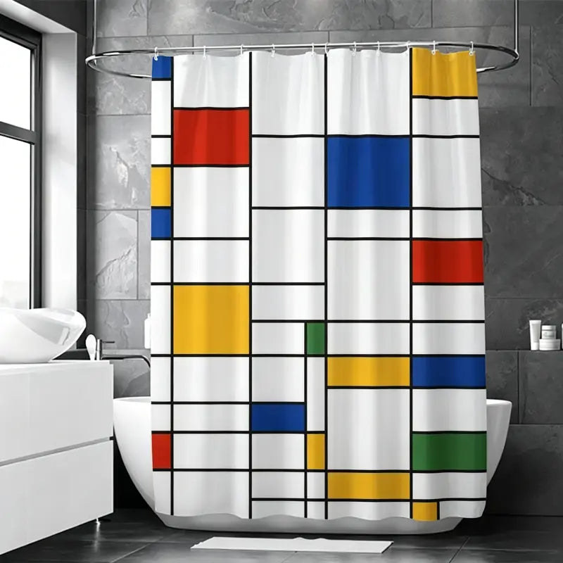 Floraweg Mondrian Abstract Art Shower Curtain Main image