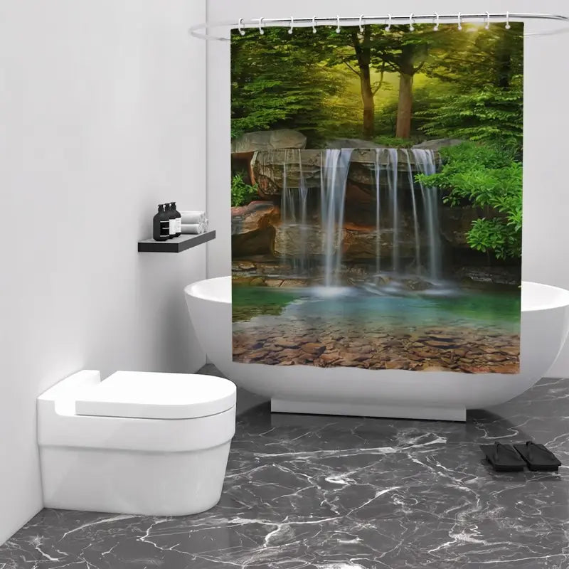 Floraweg Nature Forest Waterfall Shower Curtain
