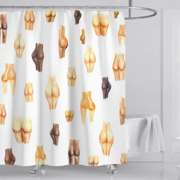 Floraweg Funny Watercolor Butt Print Shower Curtain