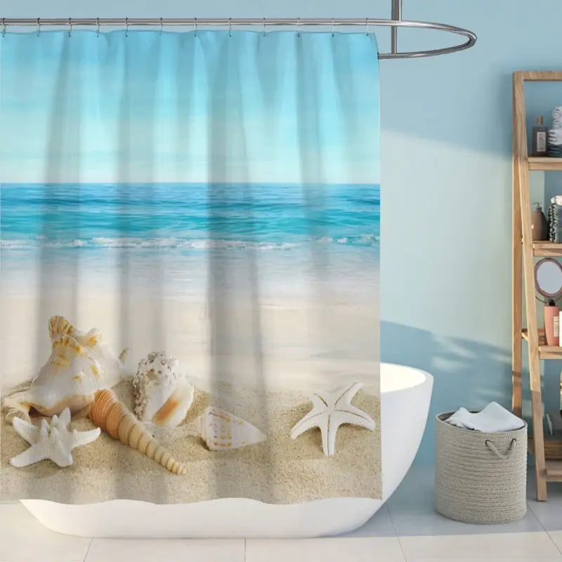Floraweg Ocean Beach Seashells & Starfish Shower Curtain Secondary image