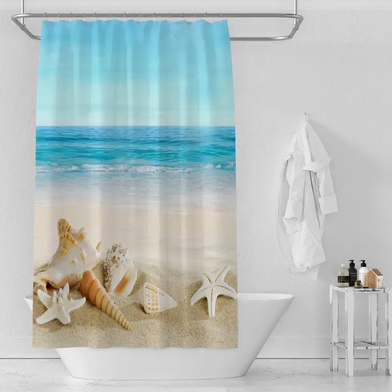 Floraweg Ocean Beach Seashells & Starfish Shower Curtain