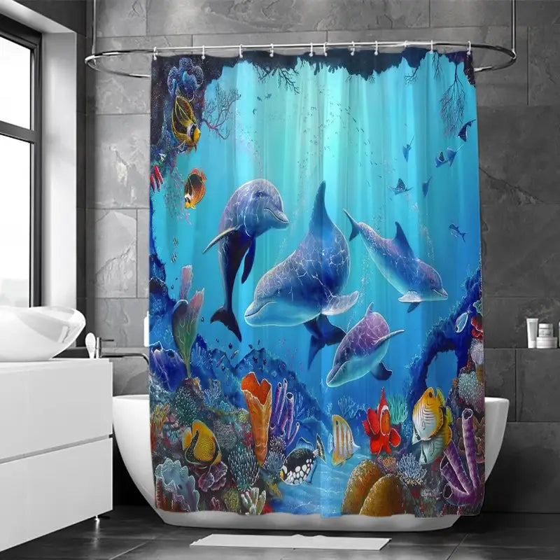 Floraweg Blue Sea World Shower Curtain