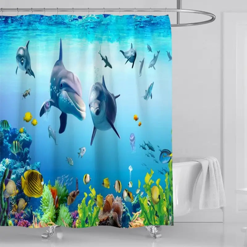 Floraweg Dolphins Underwater Ocean Shower Curtain