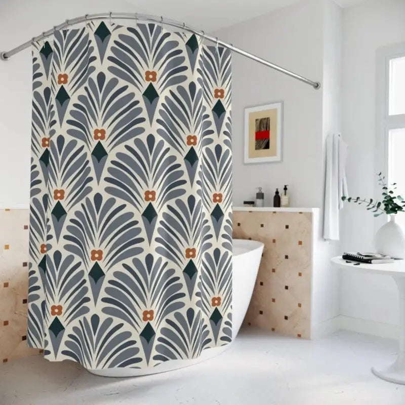 Floraweg Art Deco Palm Fan Shower Curtain Main image