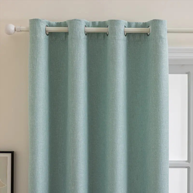 Sage Green Linen Textured Blackout Curtains Secondary image