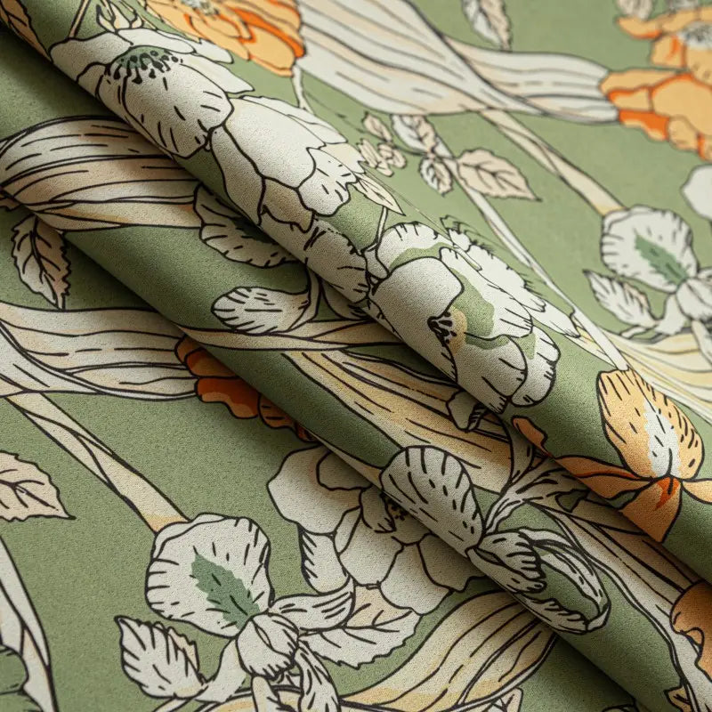Vintage Sage Green Botanical Floral Curtains