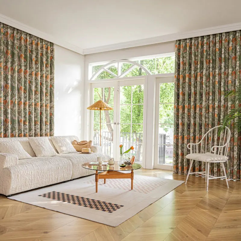 Vintage Sage Green Botanical Floral Curtains