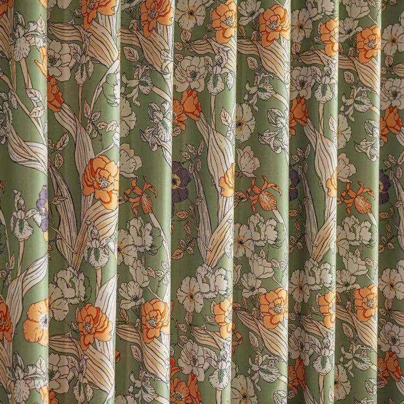 Vintage Sage Green Botanical Floral Curtains