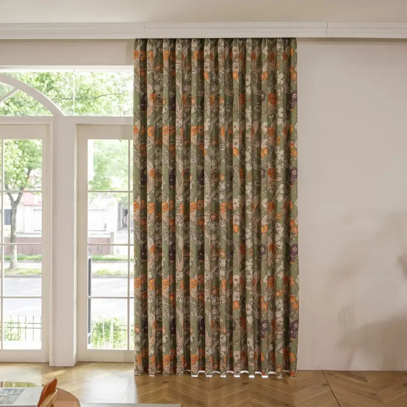 Vintage Sage Green Botanical Floral Curtains