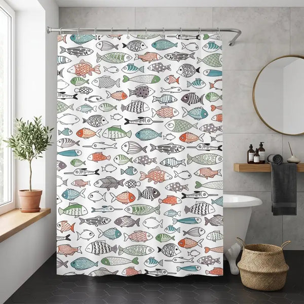 Floraweg Cute Colorful Fish Pattern Shower Curtain