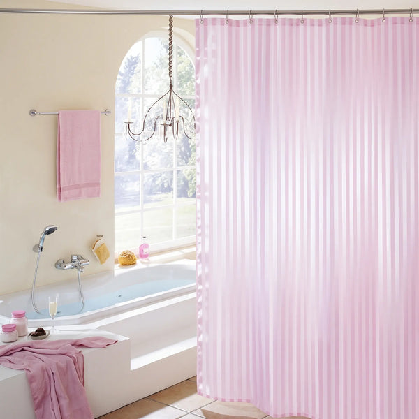 Floraweg Soft Pink Satin Stripe Shower Curtain