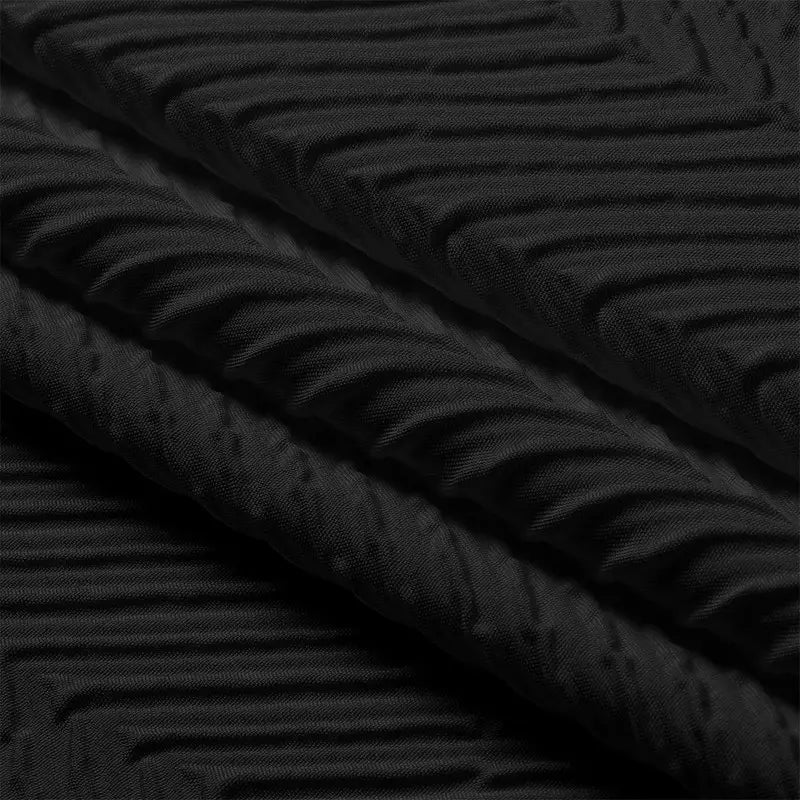 Floraweg Solid Black Herringbone Textured Fabric Shower Curtain